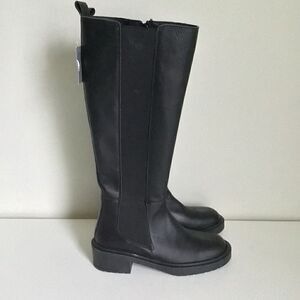 Enzo Tesoti leather full zip riding boots black size 6.5 NWT